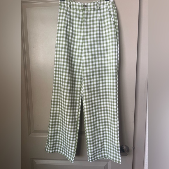 Princess Polly Pants - Princess Polly White and Green Gingham Pants